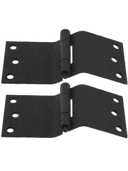 Pair of Forged Iron Offset Mortise Shutter Hinges - 6-Inch x 3-Inch.
