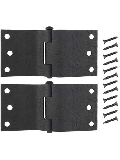 Alternate View 3 of Pair of Forged Iron Offset Mortise Shutter Hinges - 6-Inch x 3-Inch.
