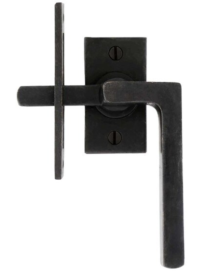 Alternate View of Solid Bronze L-Handle Casement Fastener - Left Hand.