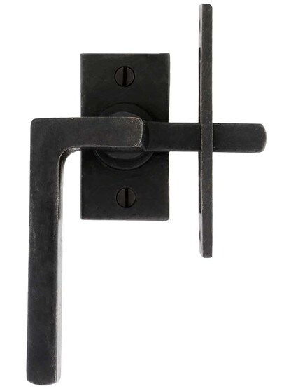 Alternate View of Solid Bronze L-Handle Casement Fastener - Right Hand.