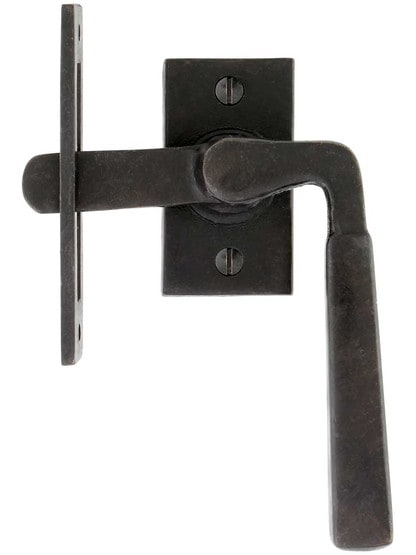 Alternate View of Solid Bronze Curved-Handle Casement Fastener - Left Hand.