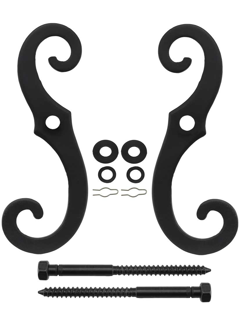 Pair of Galvanized Steel Classic Shutter Dogs Lag Mounted House of