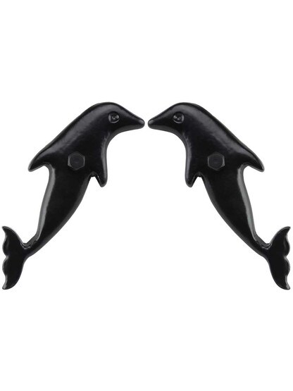 Alternate View of Pair of Dolphin Shutter Dogs - Lag Mounted.