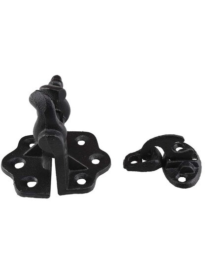 Alternate View 2 of Set of Clarks Tip Black Cast-Iron Shutter Hinges with 3 1/4 inch Throw.