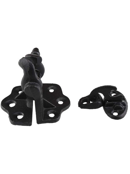 Set of "Clarks Tip" Black Cast-Iron Shutter Hinges with 3 1/4" Throw