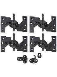Acme Black Cast-Iron Mortise Shutter Hinges - 5 1/2 inch x 3 1/8 inch.