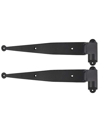 Pair of 12 inch Suffolk-Style Shutter Strap Hinges - 1 1/2 inch Offset.