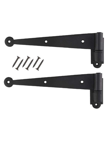 Pair of 9 1/4" Suffolk-Style Shutter Strap Hinges - No Offset and Pintle 1" Offset