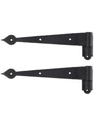 Pair of 9 1/4 inch Heart-Tip Shutter Strap Hinges - 1 inch Offset.