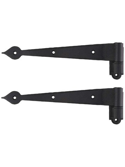 Pair of 9 1/4 inch Heart-Tip Shutter Strap Hinges - 1 inch Offset.