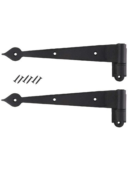 Alternate View 3 of Pair of 9 1/4 inch Heart-Tip Shutter Strap Hinges - 1 inch Offset.