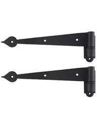 Pair of 9 1/4" Heart-Tip Shutter Strap Hinges - No Offset and Pintle 1" Offset