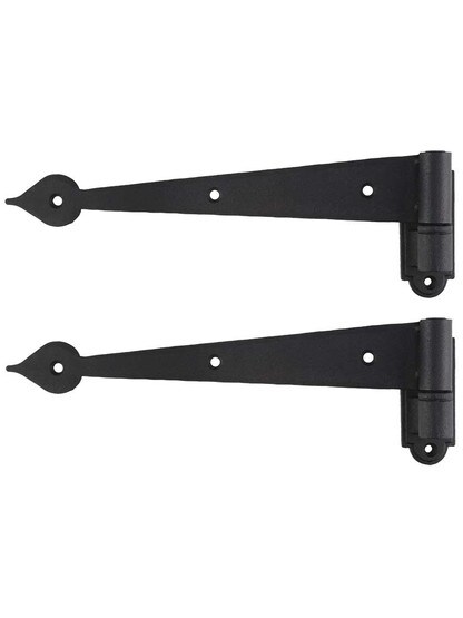 Pair of 9 1/4 inch Heart-Tip Shutter Strap Hinges - No Offset.