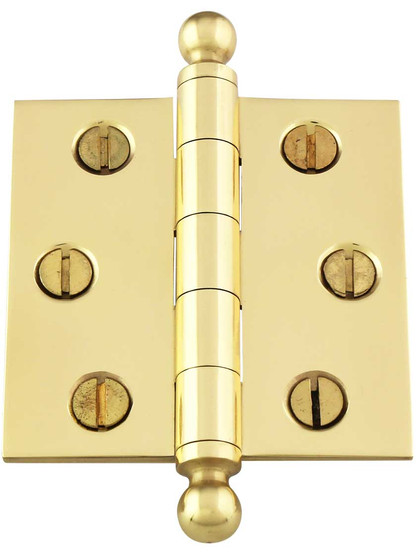 Alternate View 2 of 2 1/2 inch Solid Brass Butt Hinge With Ball Finials