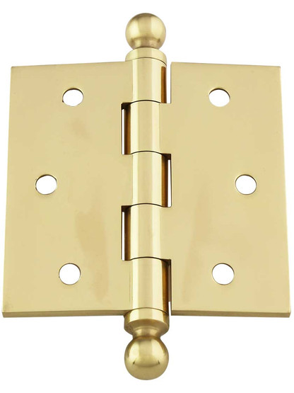 2 1/2" Solid Brass Butt Hinge With Ball Finials