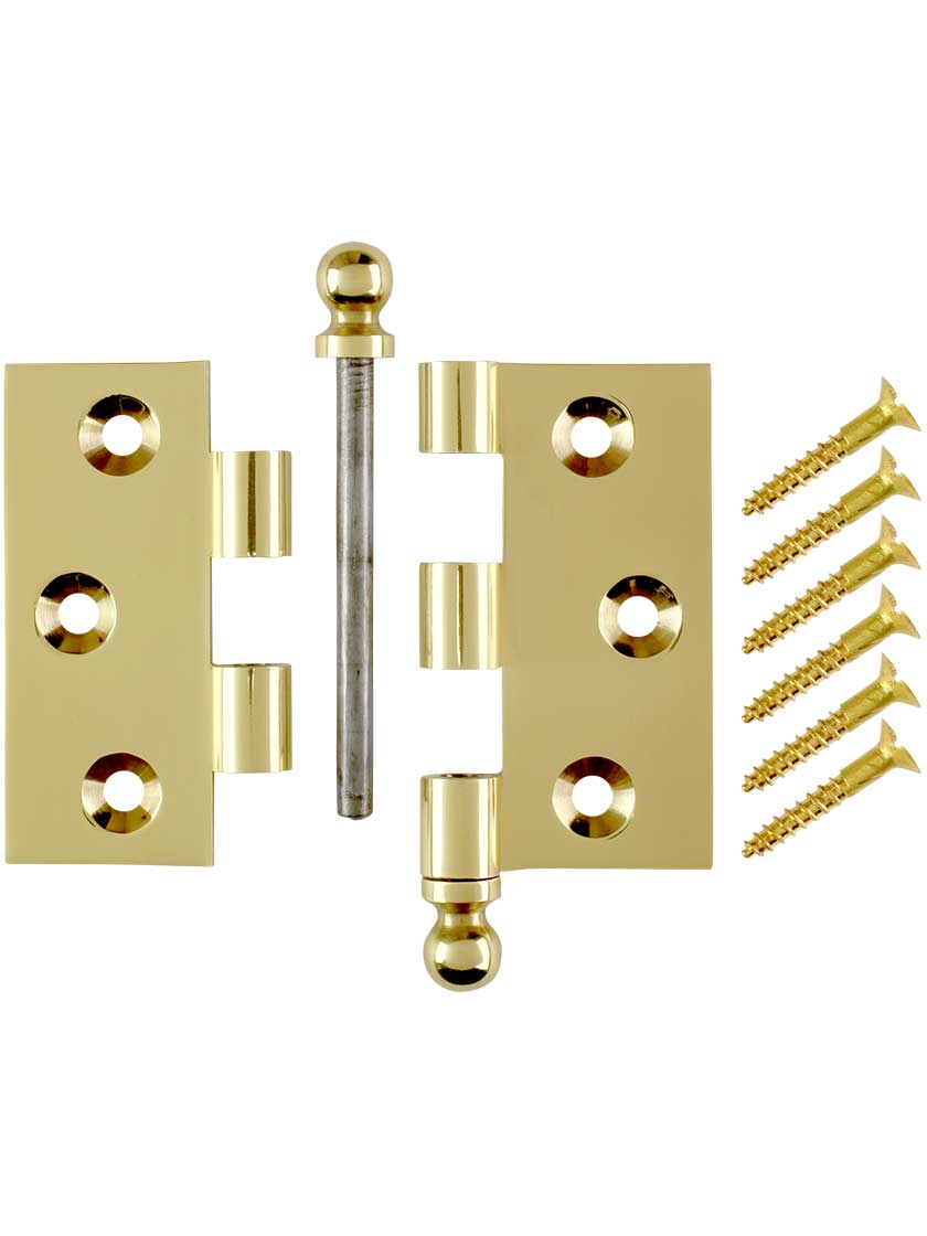 Alternate View 4 of 2 1/2 inch Solid Brass Butt Hinge With Ball Finials
