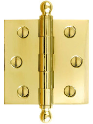 2 1/2 inch Solid Brass Butt Hinge With Ball Finials