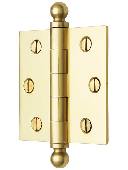 Alternate View of 3-Inch Solid Brass Door Hinge With Ball Finials.