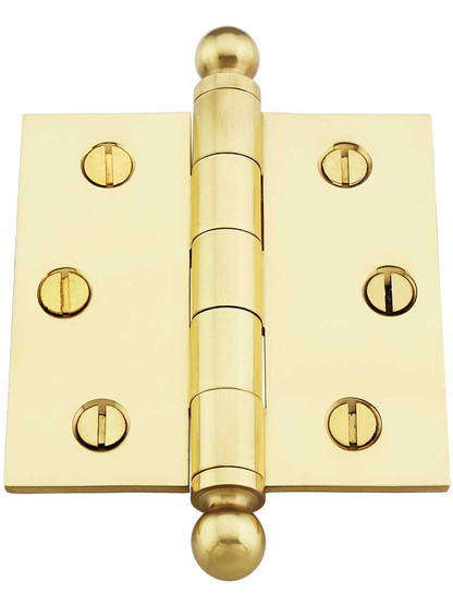 Alternate View 2 of 3-Inch Solid Brass Door Hinge With Ball Finials.