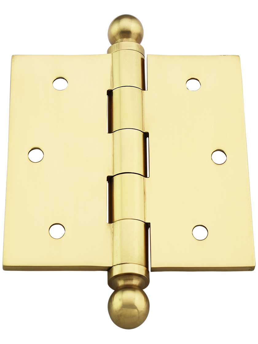 Alternate View 3 of 3-Inch Solid Brass Door Hinge With Ball Finials.