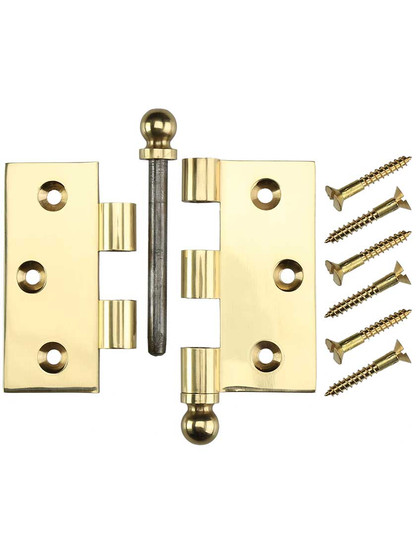 Alternate View 4 of 3-Inch Solid Brass Door Hinge With Ball Finials.
