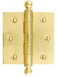 3-Inch Solid Brass Door Hinge With Ball Finials