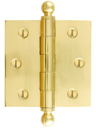 3-Inch Solid Brass Door Hinge With Ball Finials.