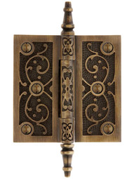 3 1/2 inch Decorative Vine Pattern Hinge In Antique-By-Hand Finish.