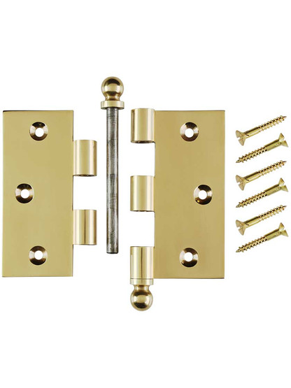Alternate View 4 of 3 1/2-Inch Solid Brass Door Hinge With Ball Finials.