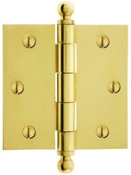 3 1/2-Inch Solid Brass Door Hinge With Ball Finials