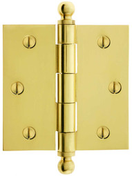 3 1/2-Inch Solid Brass Door Hinge With Ball Finials.
