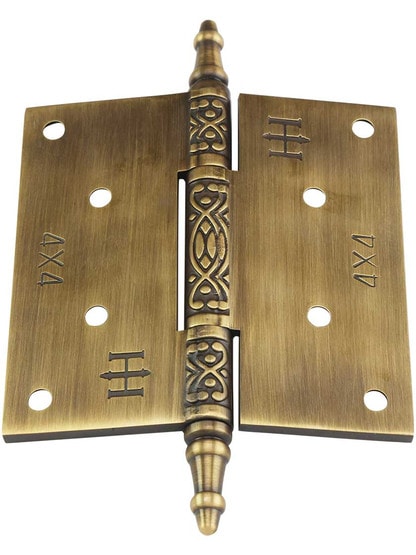 Alternate View 3 of 4 inch Decorative Vine Pattern Hinge In Antique-By-Hand Finish.