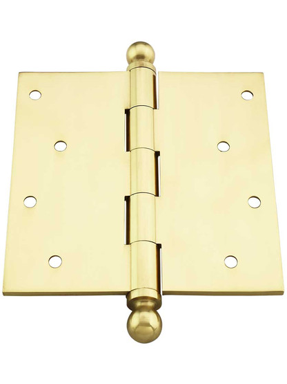 Alternate View 3 of 4-Inch Solid Brass Door Hinge With Ball Finials.