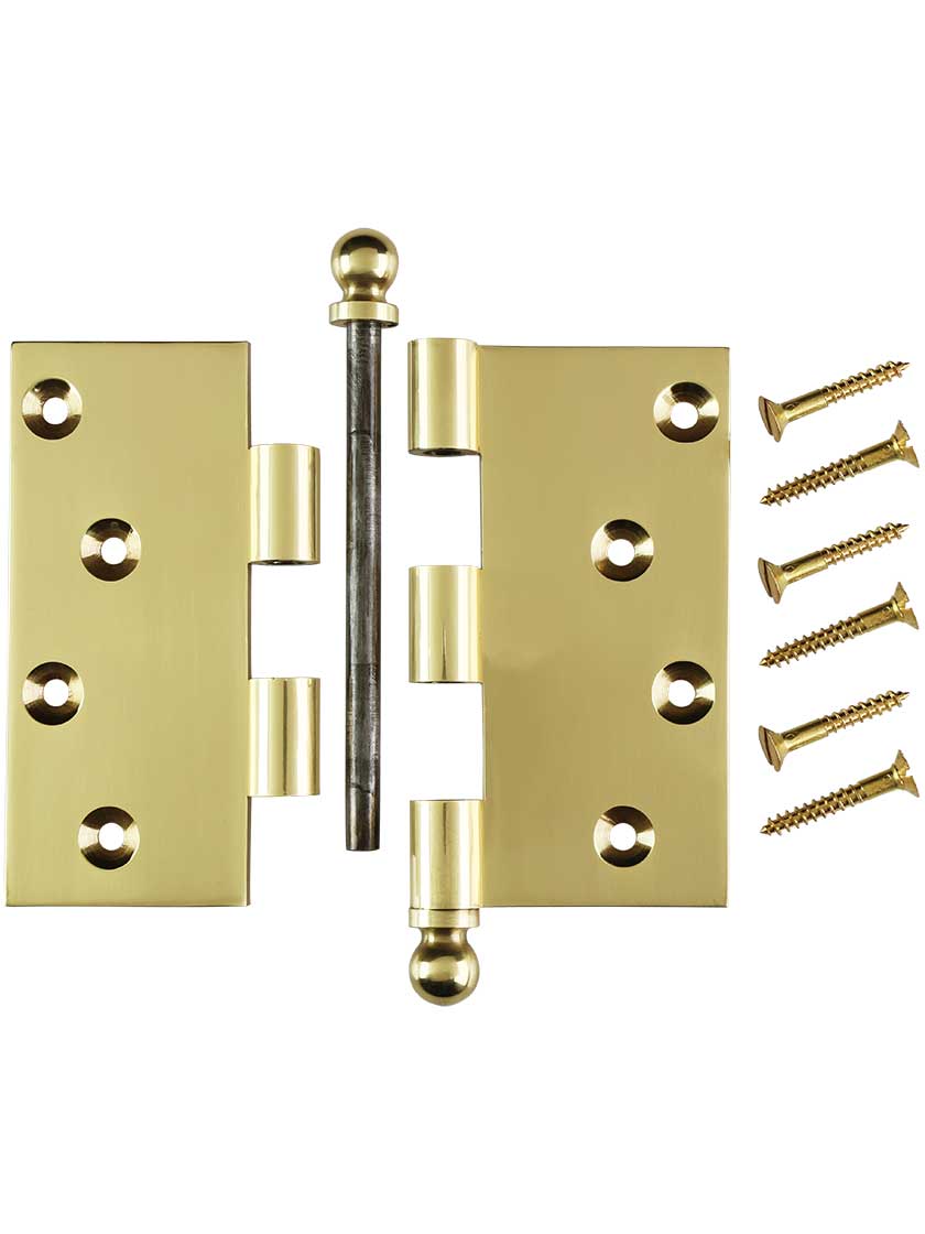 Alternate View 4 of 4-Inch Solid Brass Door Hinge With Ball Finials.