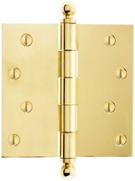 4-Inch Solid Brass Door Hinge With Ball Finials