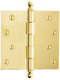 4-Inch Solid Brass Door Hinge With Ball Finials.