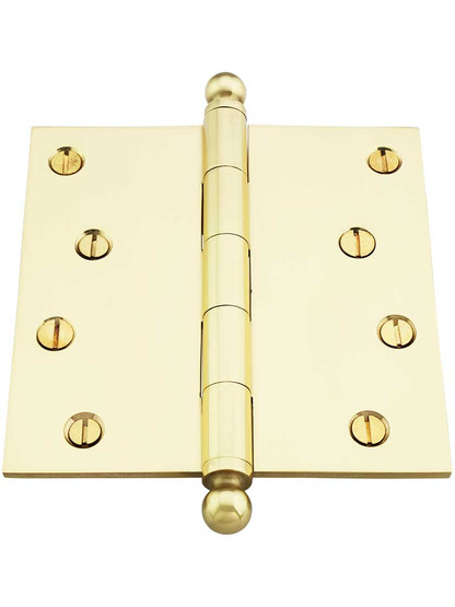 Alternate View 2 of 4 1/2 inch Solid Brass Door Hinge With Ball Finials
