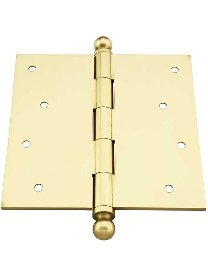 Alternate View 3 of 4 1/2 inch Solid Brass Door Hinge With Ball Finials