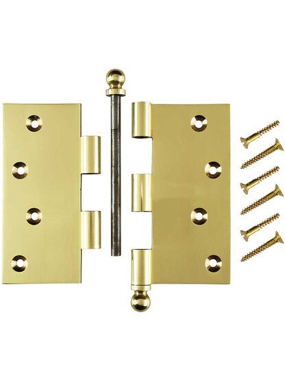 Alternate View 4 of 4 1/2 inch Solid Brass Door Hinge With Ball Finials