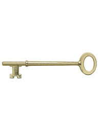 3 1/8" Brass Plated Skeleton Key With Triple Notched Bit
