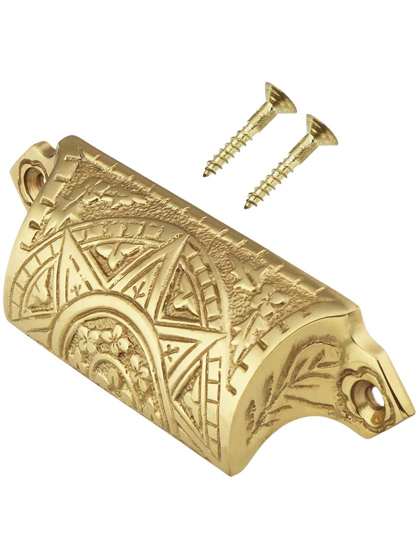 4" Cast Brass Sunburst Bin Pull With Choice Of Finish 3 1/4" Center