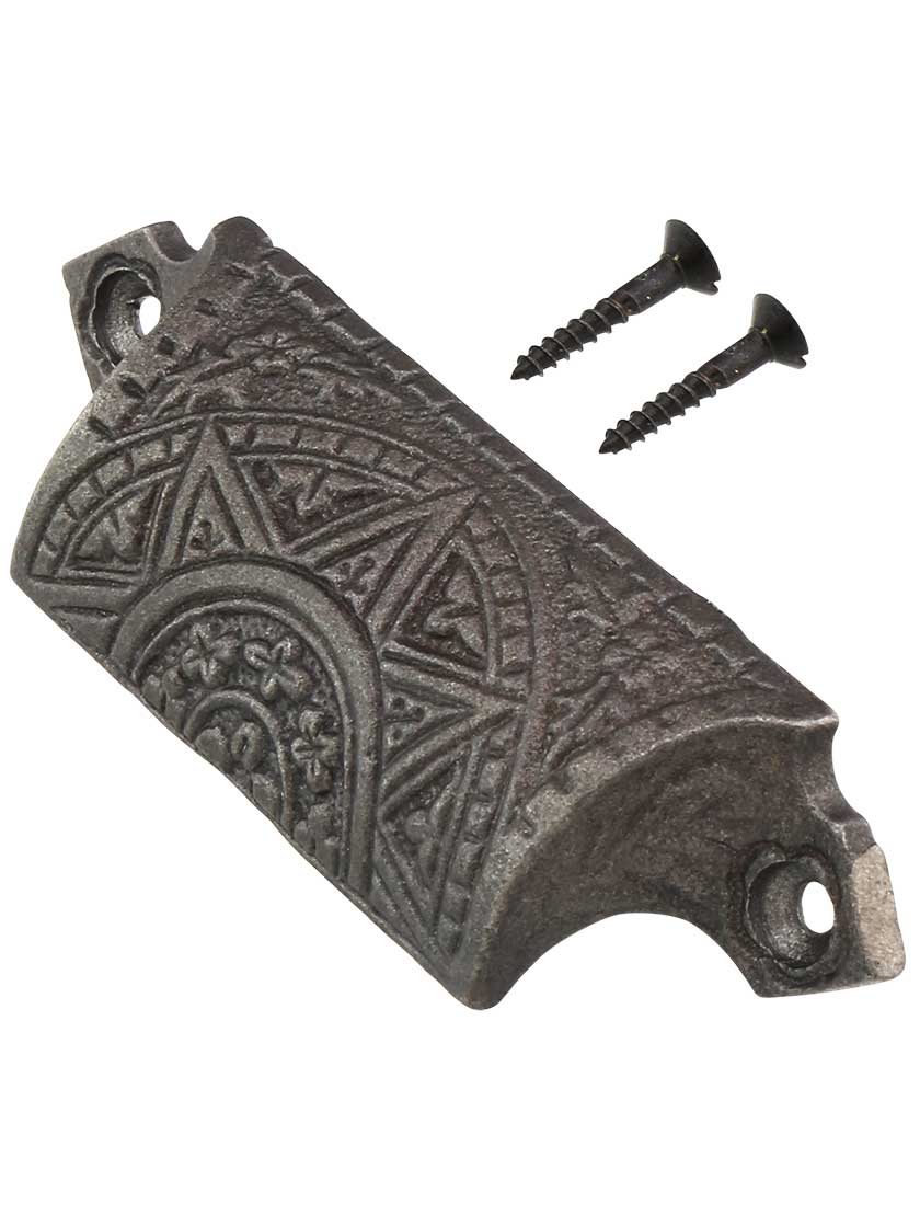 4" Cast Iron Sunburst Bin Pull With Lacquered Iron Finish 3 1/4