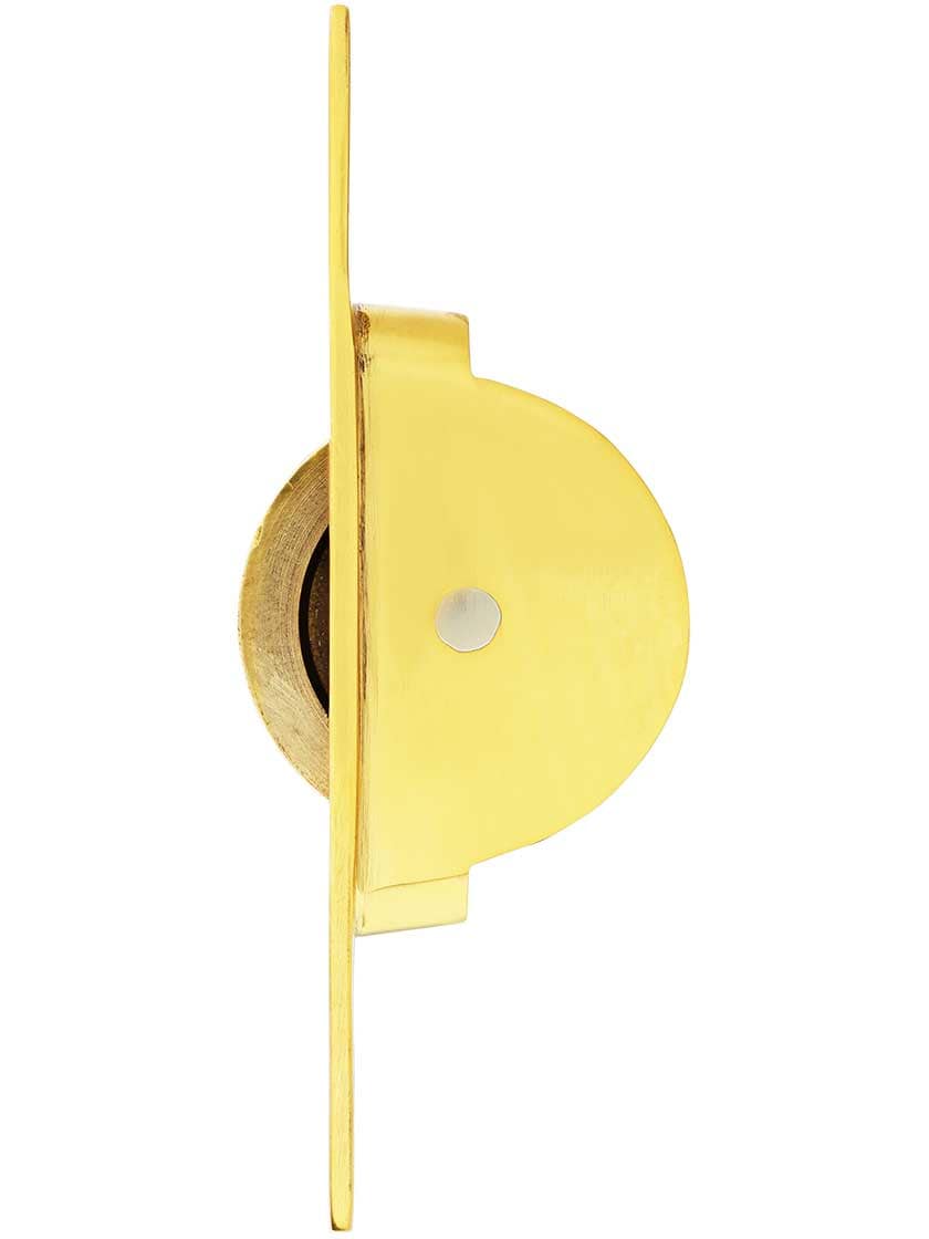 Alternate View of Traditional Cast Brass Sash Pulley With 1 3/4 inch Wheel.