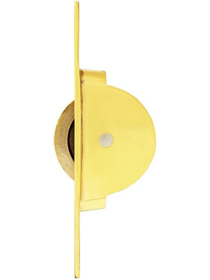 Alternate View of Traditional Cast Brass Sash Pulley With 1 3/4 inch Wheel.