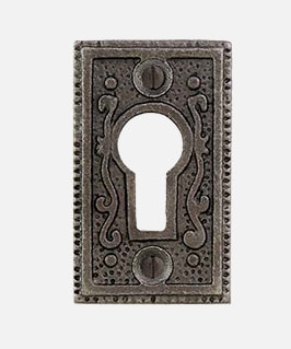 Victorian keyhole cover in antique iron