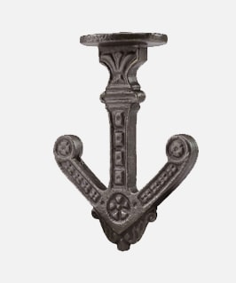 Eastlake wardrobe hook in antique iron