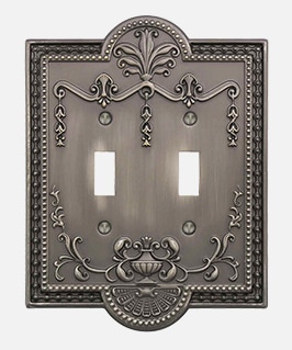 antique pewter Como switch plate