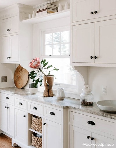 vintage style kitchen cabinets with bronze hardware