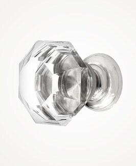 Octagonal crystal cabinet knob