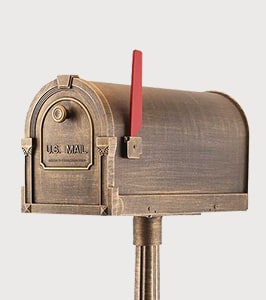 Savannah curbside mailbox in antique brass